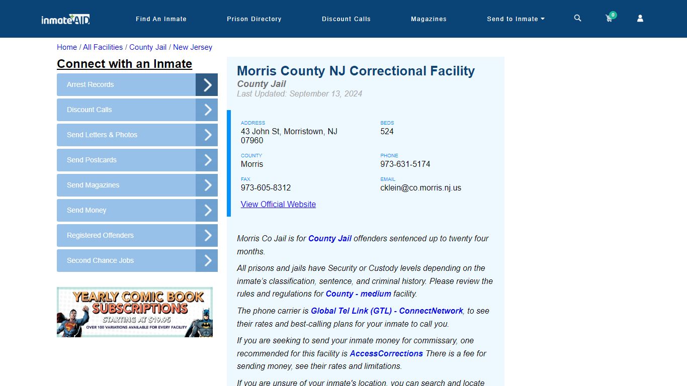 Morris County NJ Correctional Facility - Inmate Locator